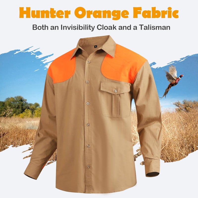 NEW VIEW Men's Upland Hunting Shirt, Pheasant Shooting Shirt Field & Stream, Brown Tactical Shirt, Long Sleeve Hunting Shirt - Image 4